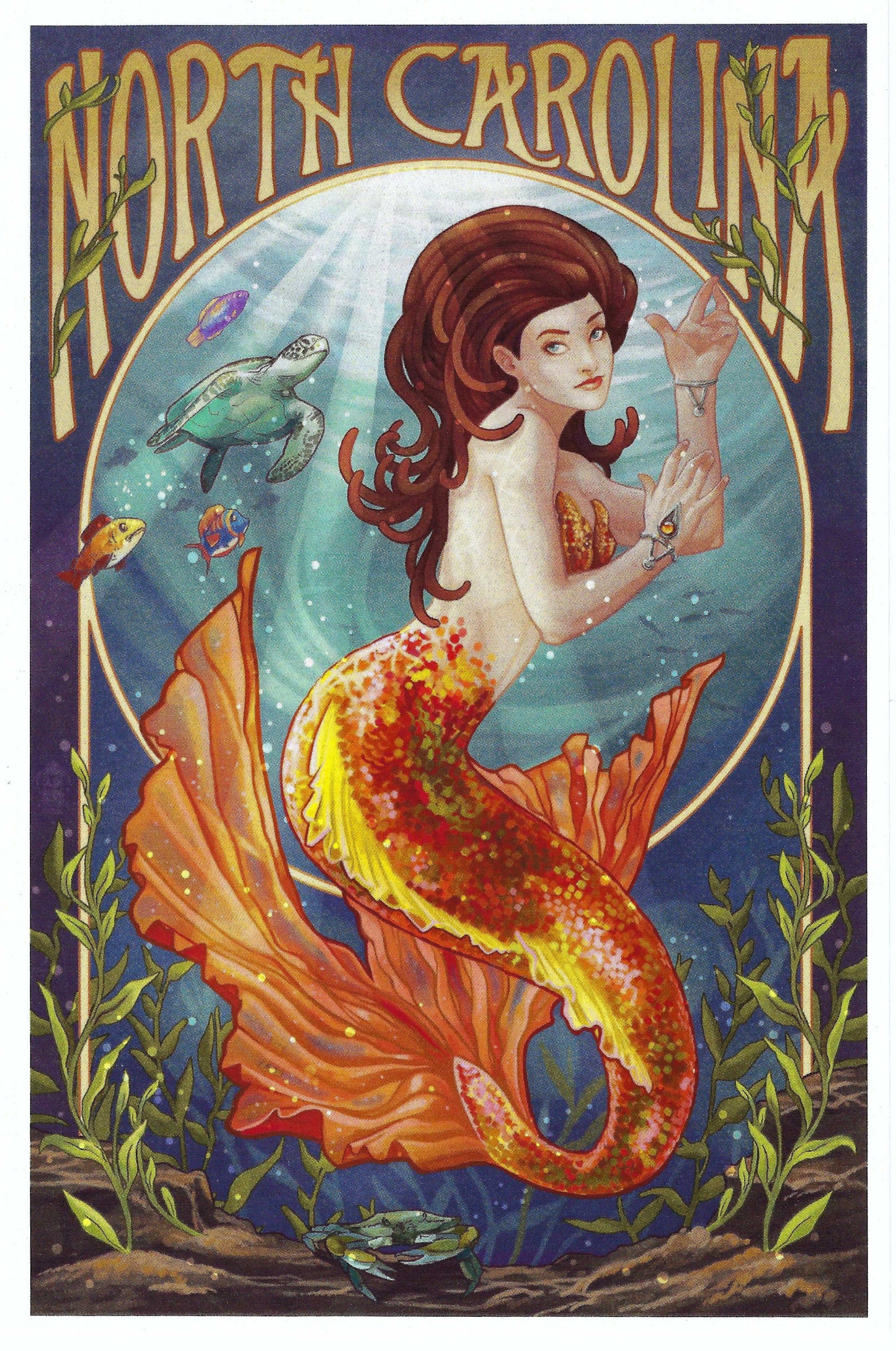 Lantern Press - North Carolina - Mermaid - Postcard