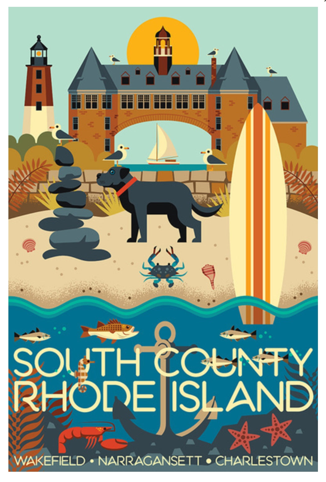Lantern Press - Rhode Island - South County - Geometric - Postcard