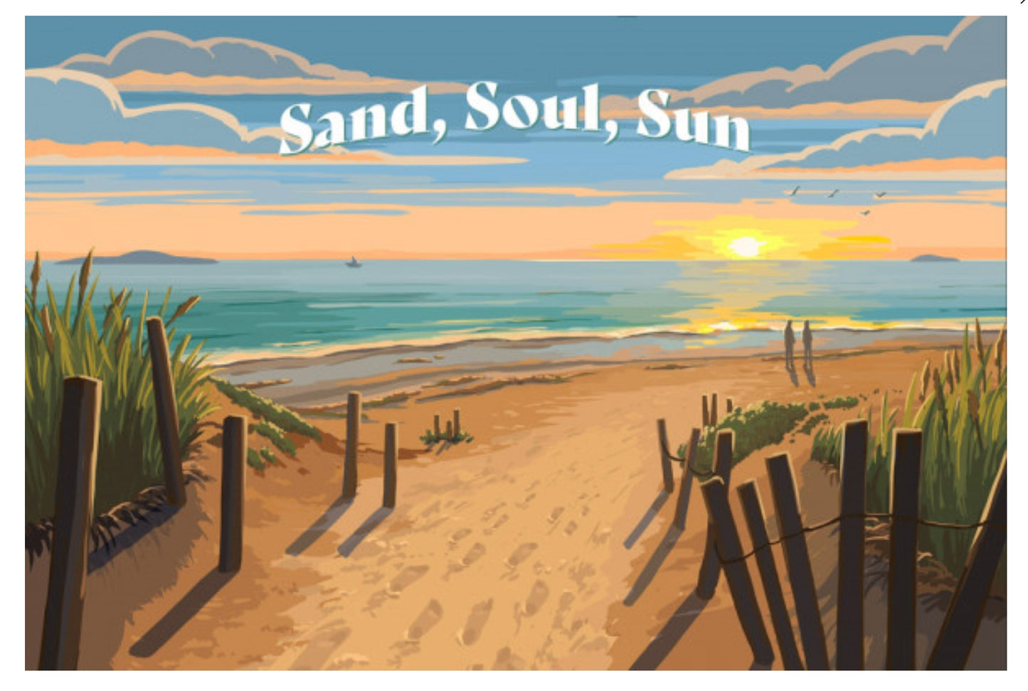 Lantern Press - Sand Soul Sun - Beach - Ocean - Postcard