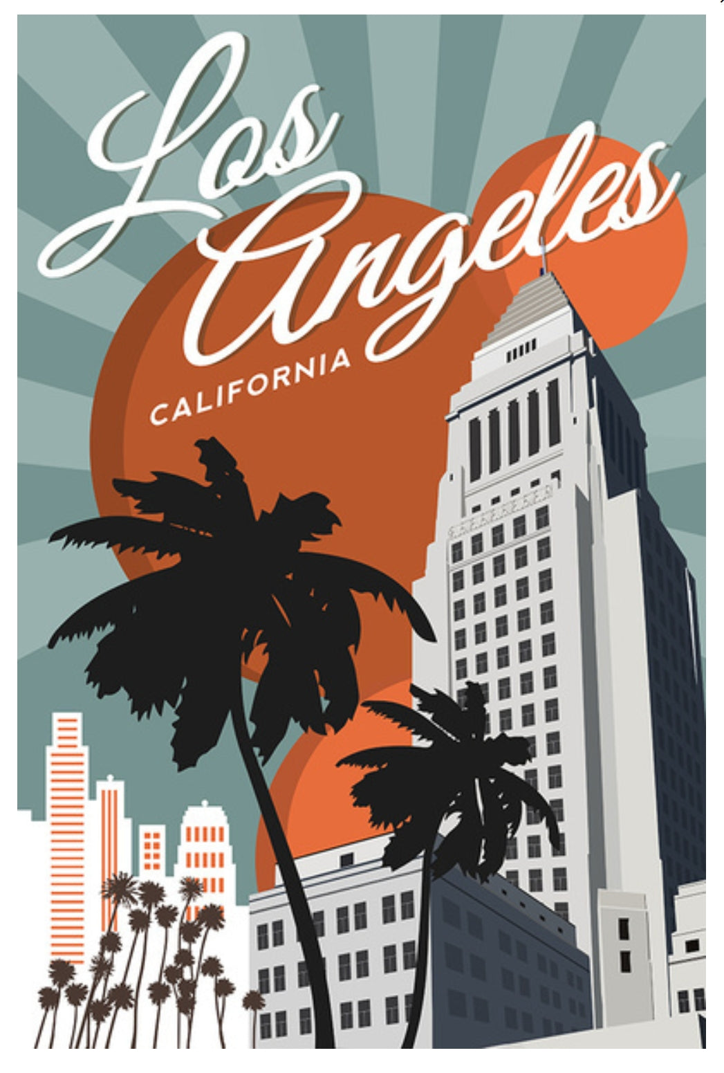 Los Angeles postcard by Lantern Press – painterly California cityscape - ideal for Postcrossing and snail mail lovers