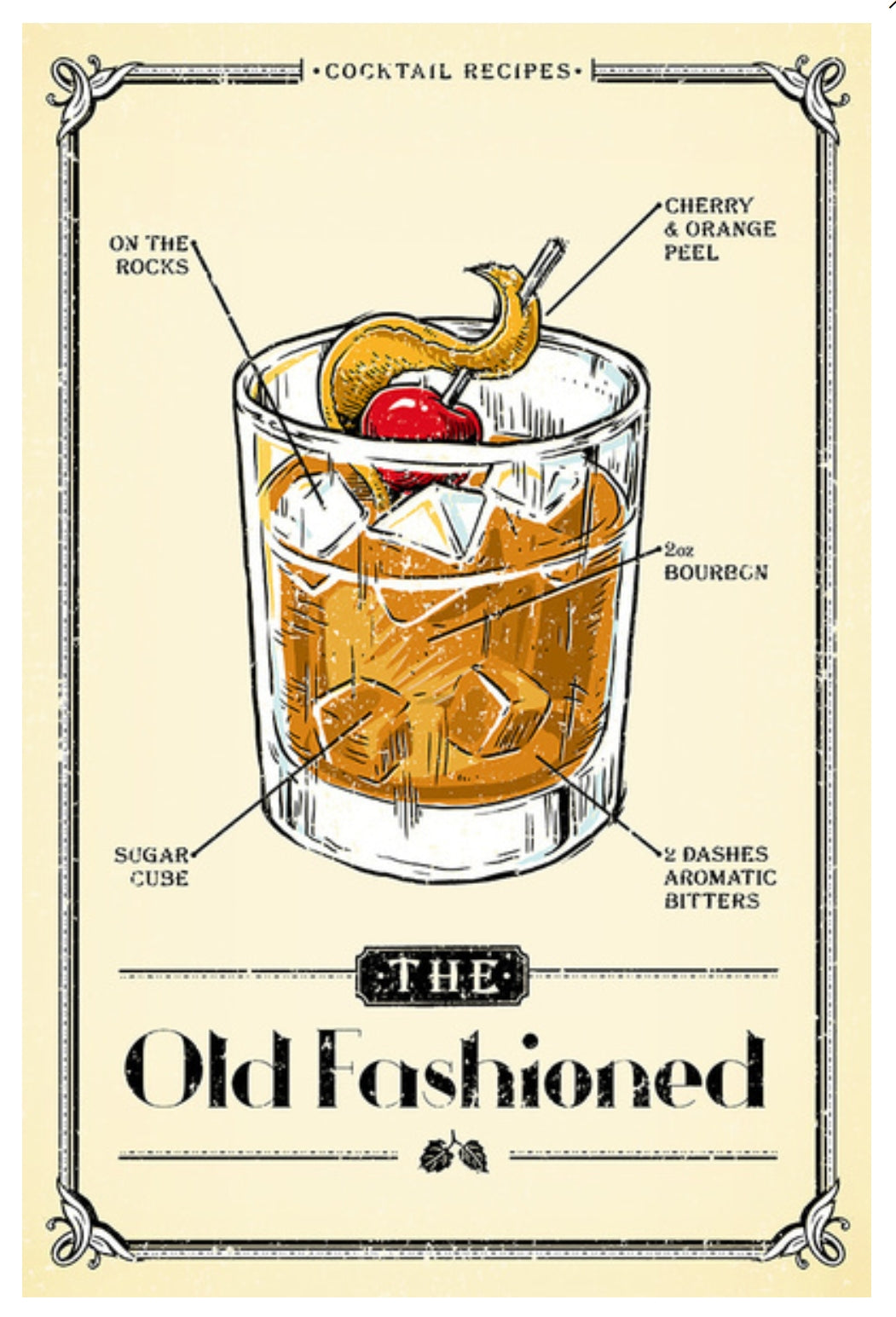 Old Fashioned Cocktail Postcard by Lantern Press