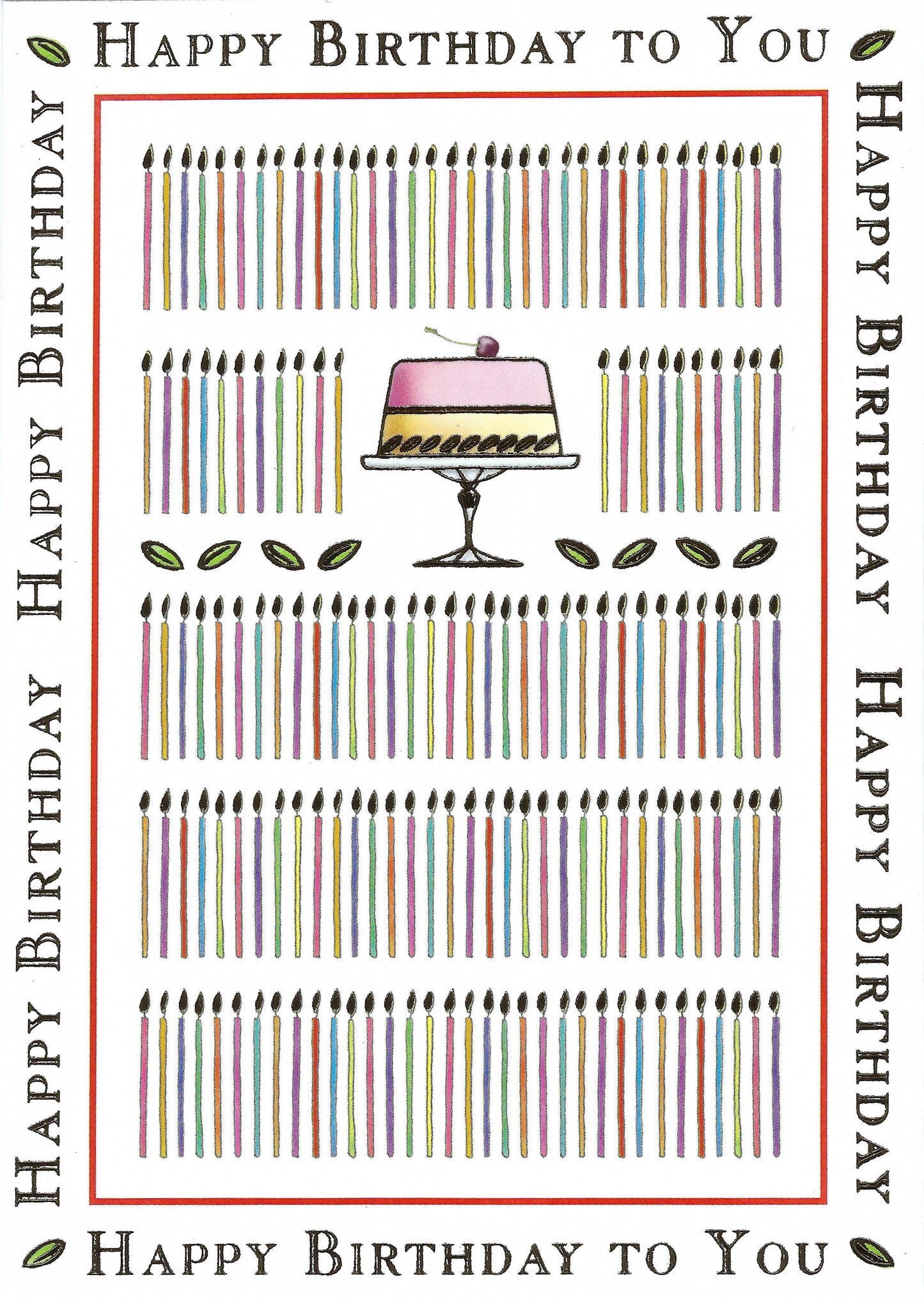 Happy Birthday to You postcard by Quire with candles and a cake with gold foil details