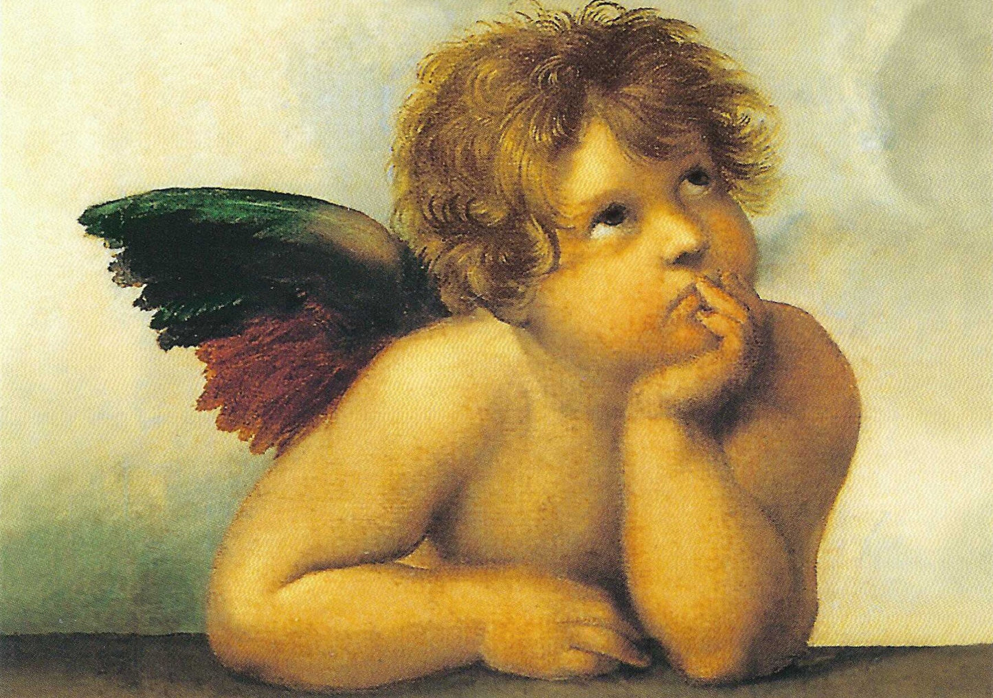 Left Angel from Sistine Madonna Postcard - Cherub