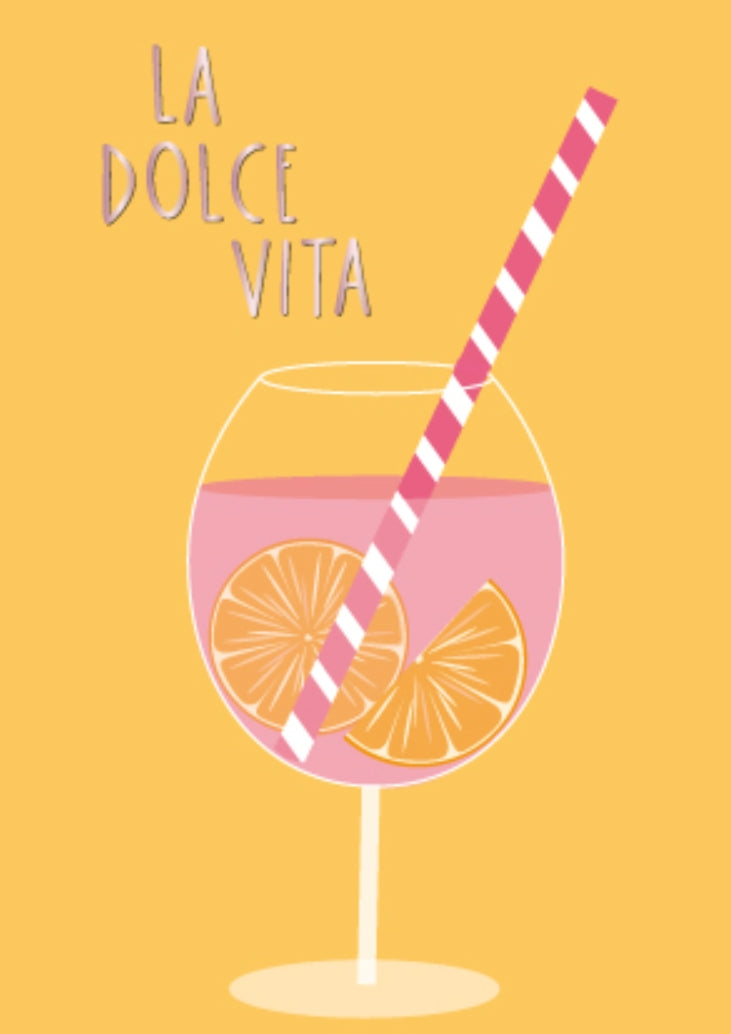 La Dolce Vita Cocktail Postcard by Nobis Design with foil details