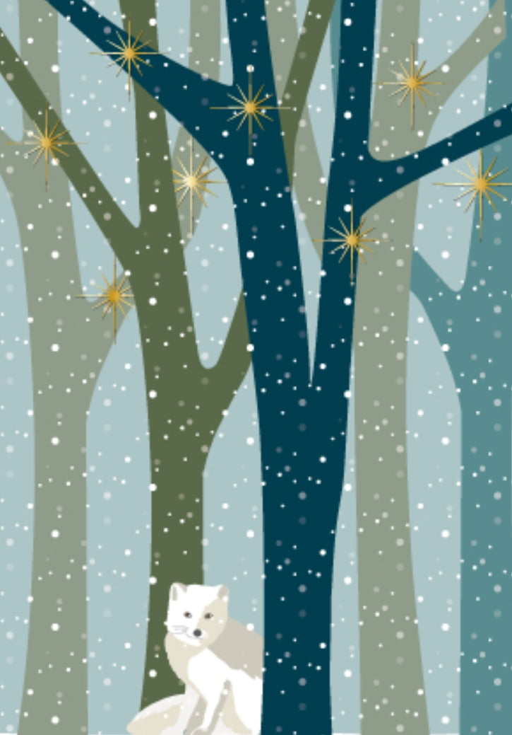 Winter Fox Postcard by Nobis Design with foil details