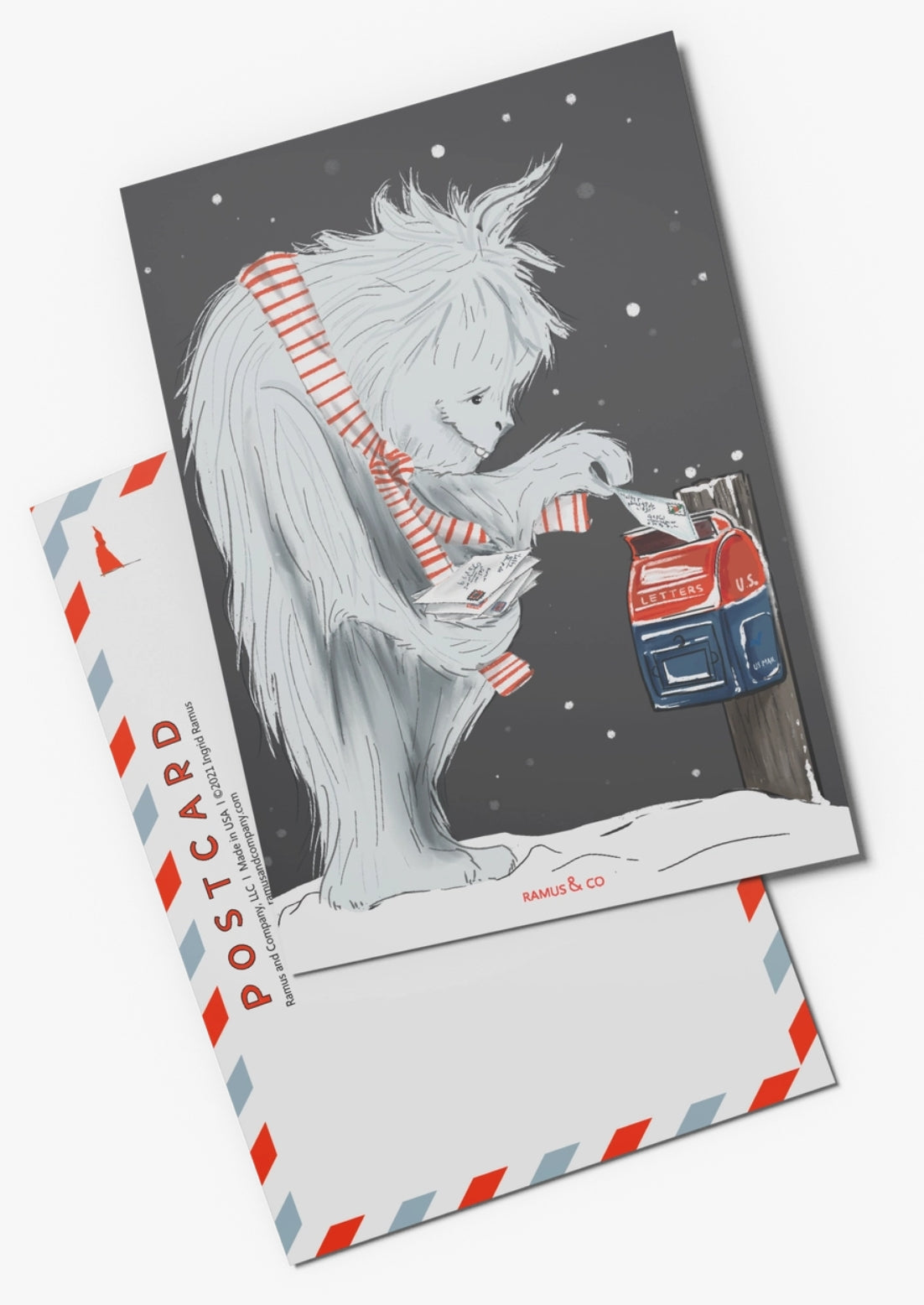 Yeti Sending Letters Postcard by Ramus & Company
