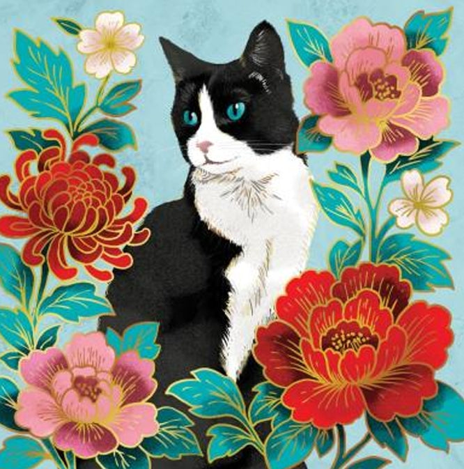 The Blue-Eyed Cat Postcard with gold foil details by Editor - Art of Emotion