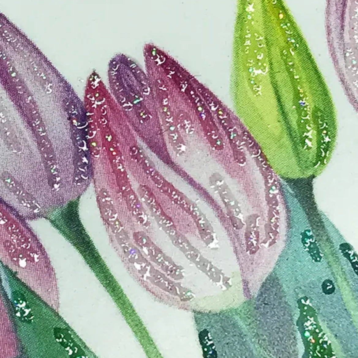 Tulips Spring Bouquet Postcard by Kristiana Heinemann with lacquer details