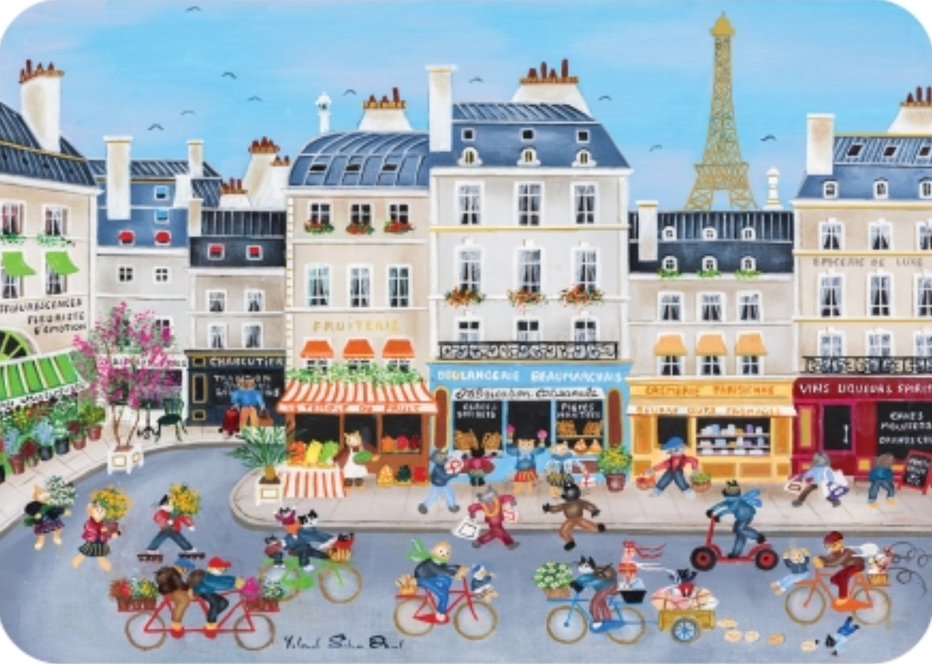 Paris Cats Postcard by Cartes d'Art with foil details