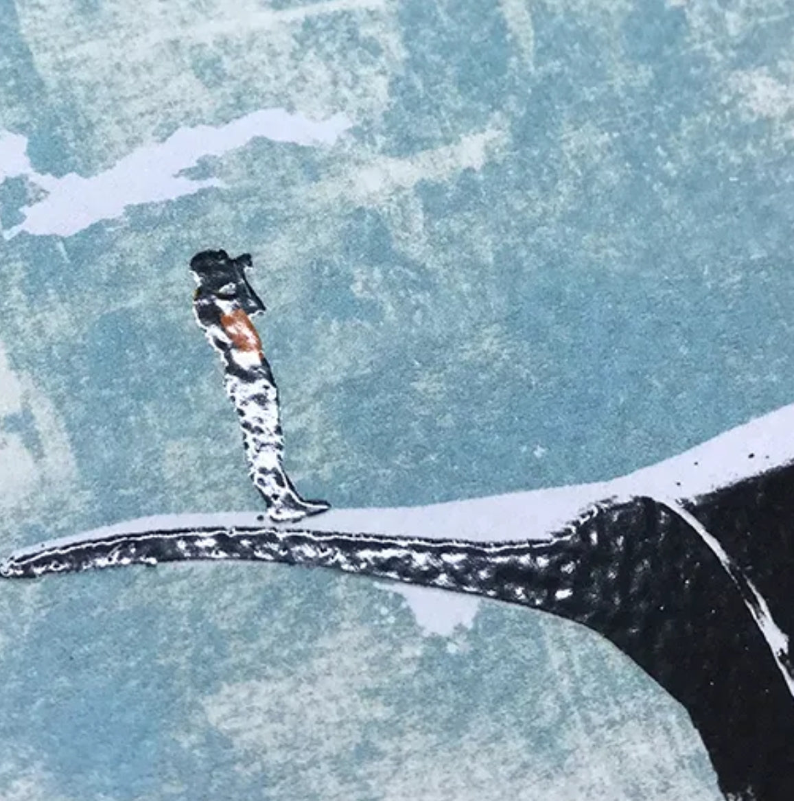 Sea View Whale Postcard with varnish details