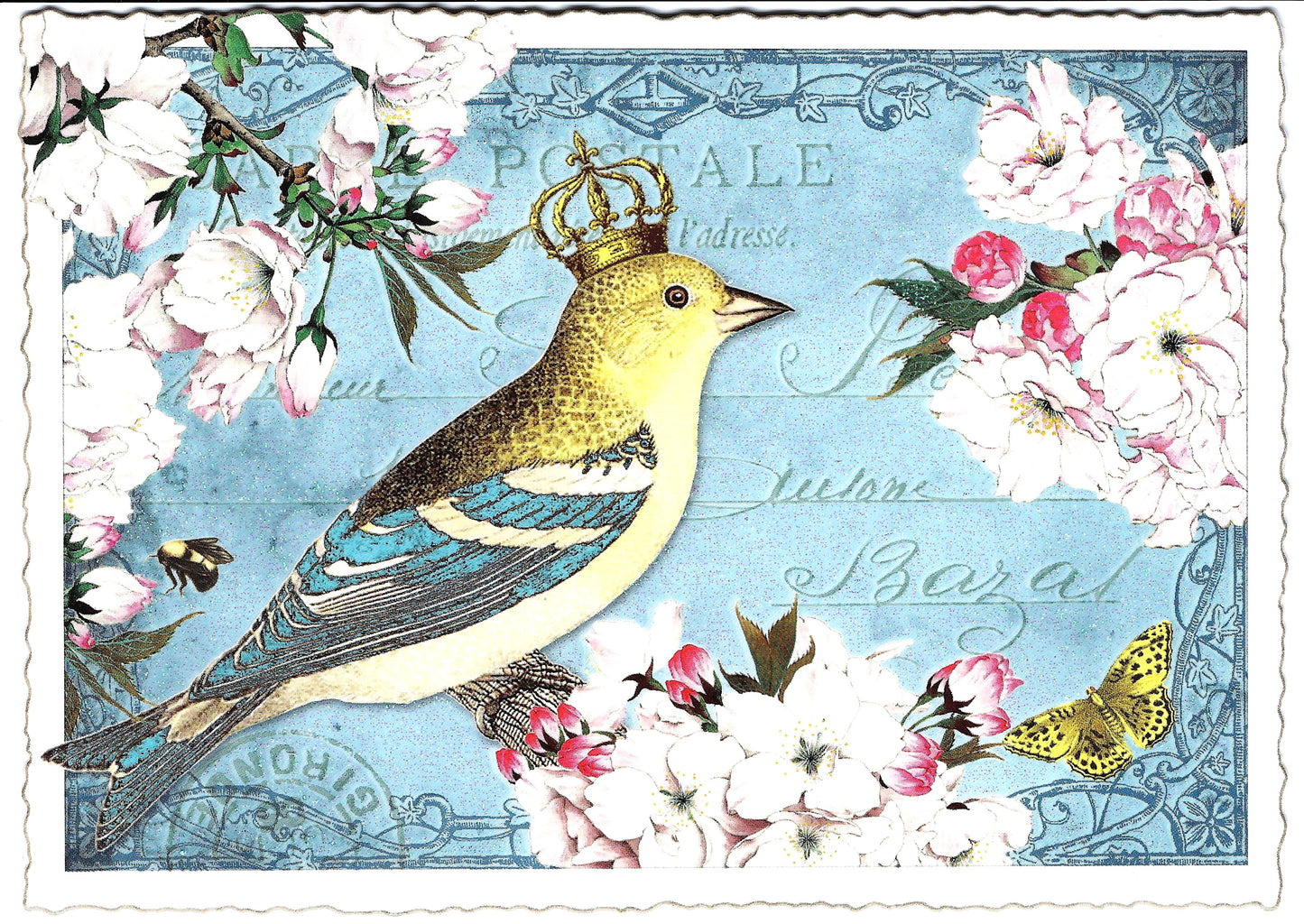 Edition Tausendschön - Bird with Flowers - PK712 - Postcard