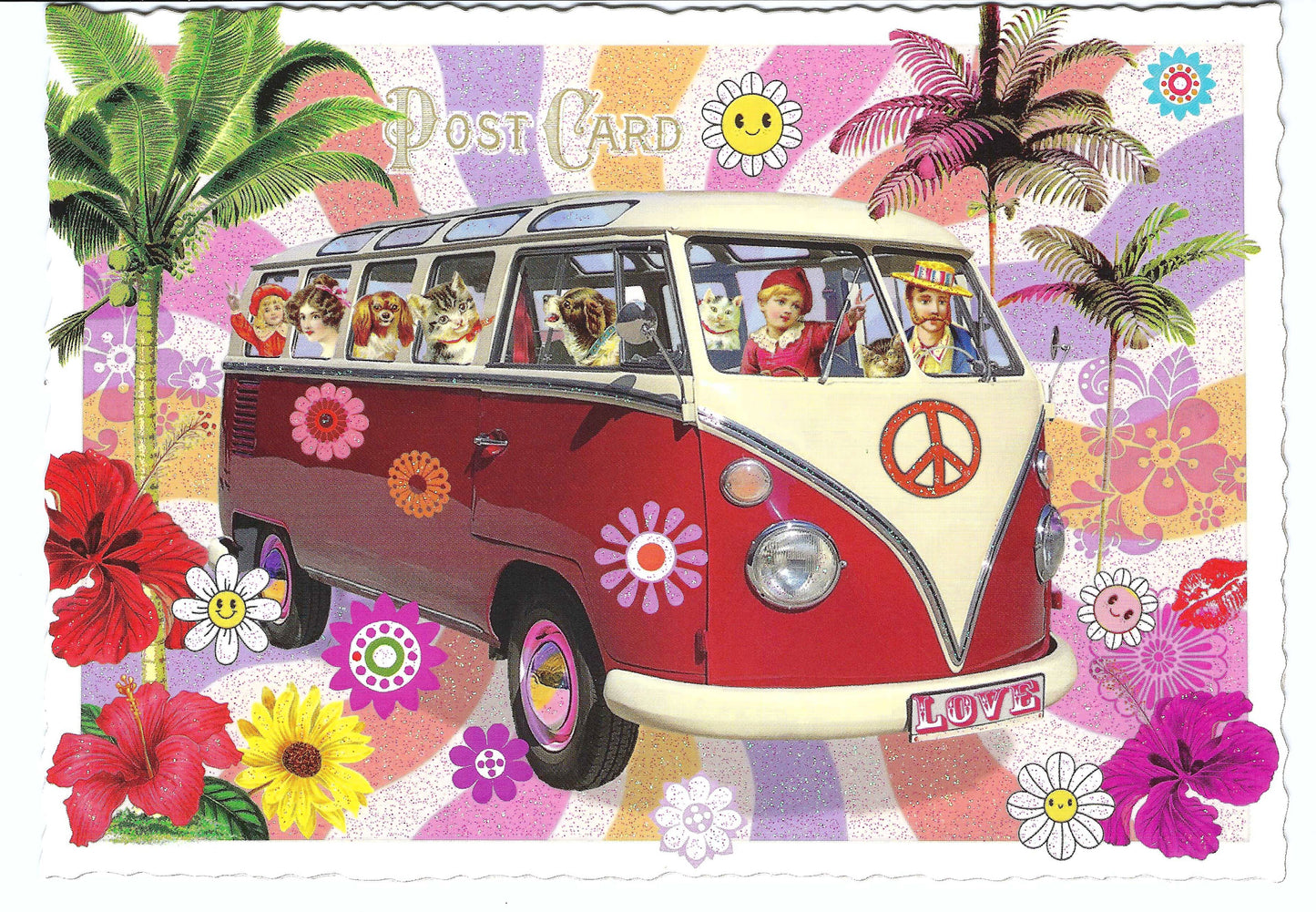 Edition Tausendschön - Flower Power, Hippie Bus - PK1126 - Postcard