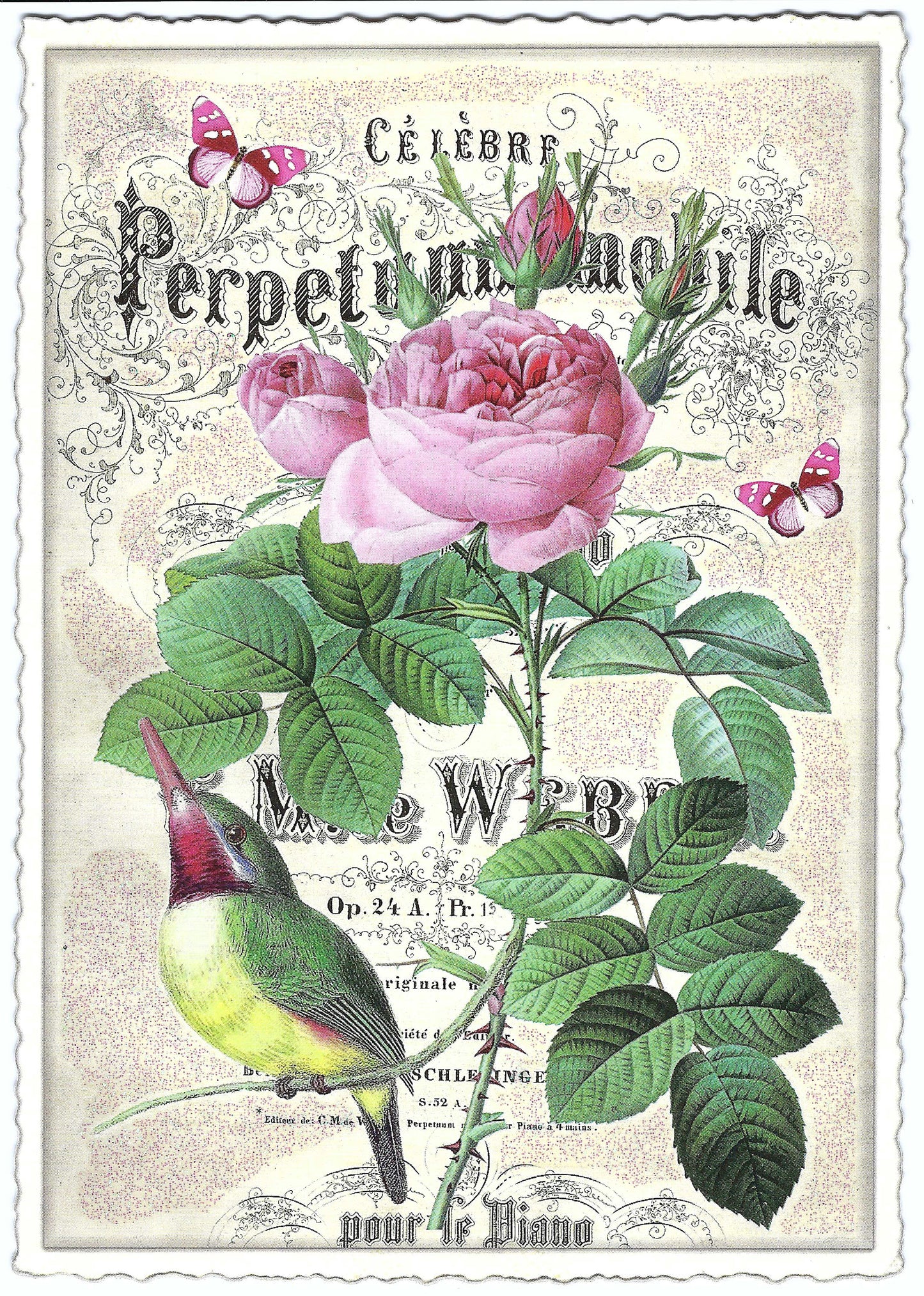 Edition Tausendschön - Peony and Bird - PK940 - Postcard