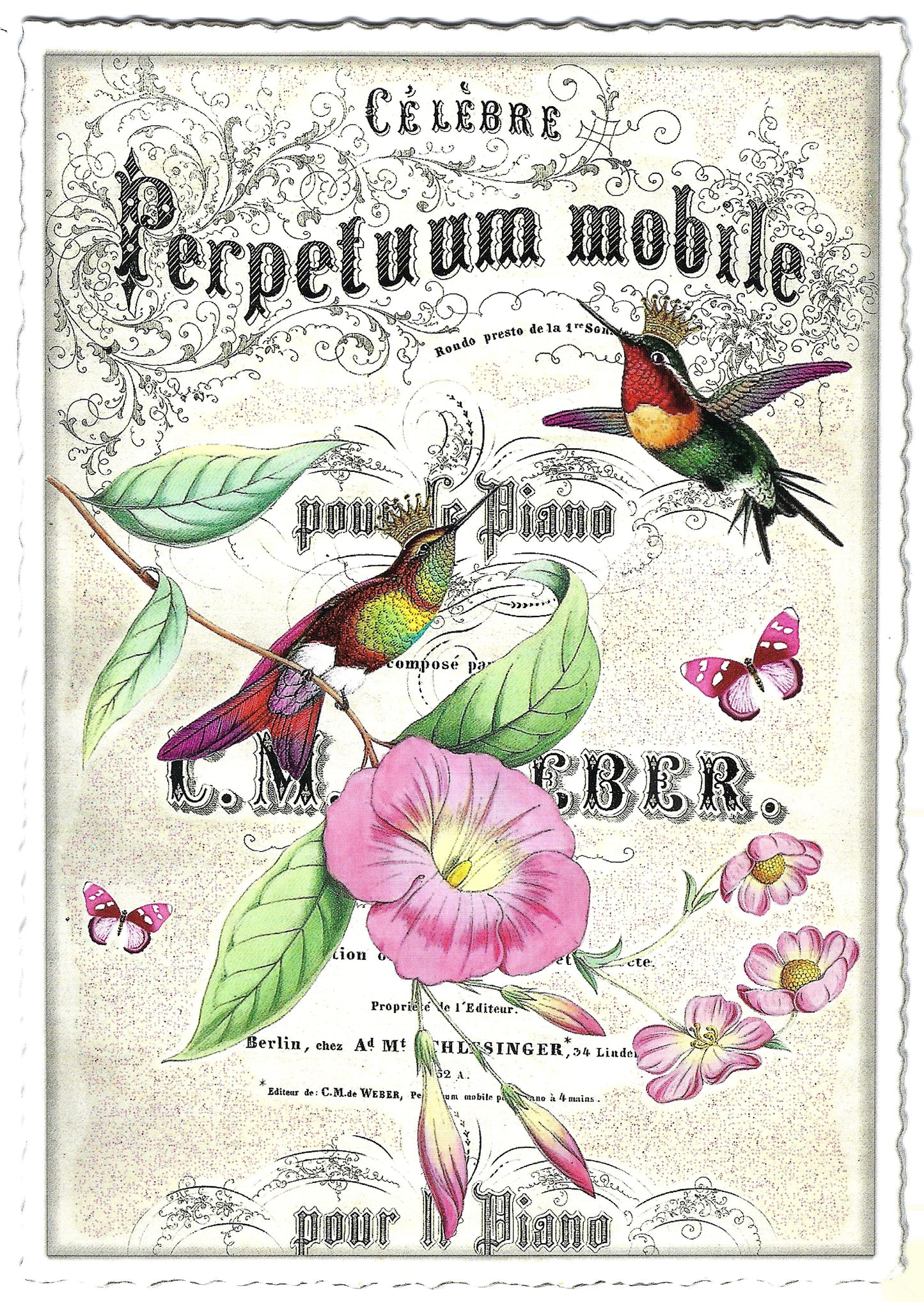 Edition Tausendschön - Petunia with Birds - PK945 - Postcard