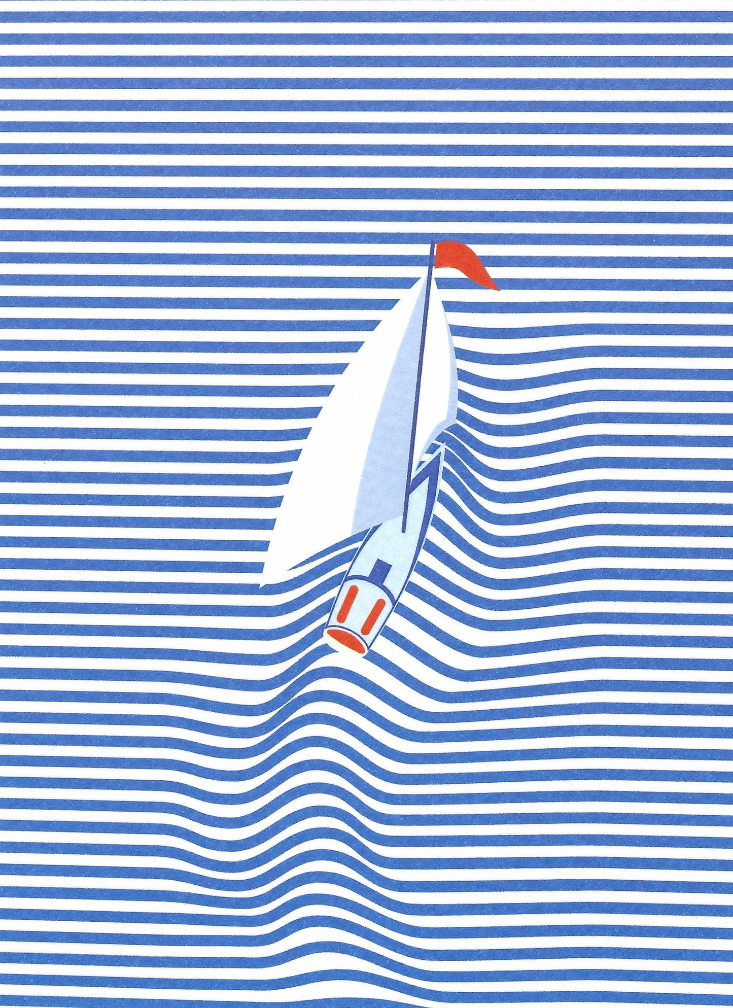 Skowronski and Koch - Sailboat - Sailboat from Above - Postcard