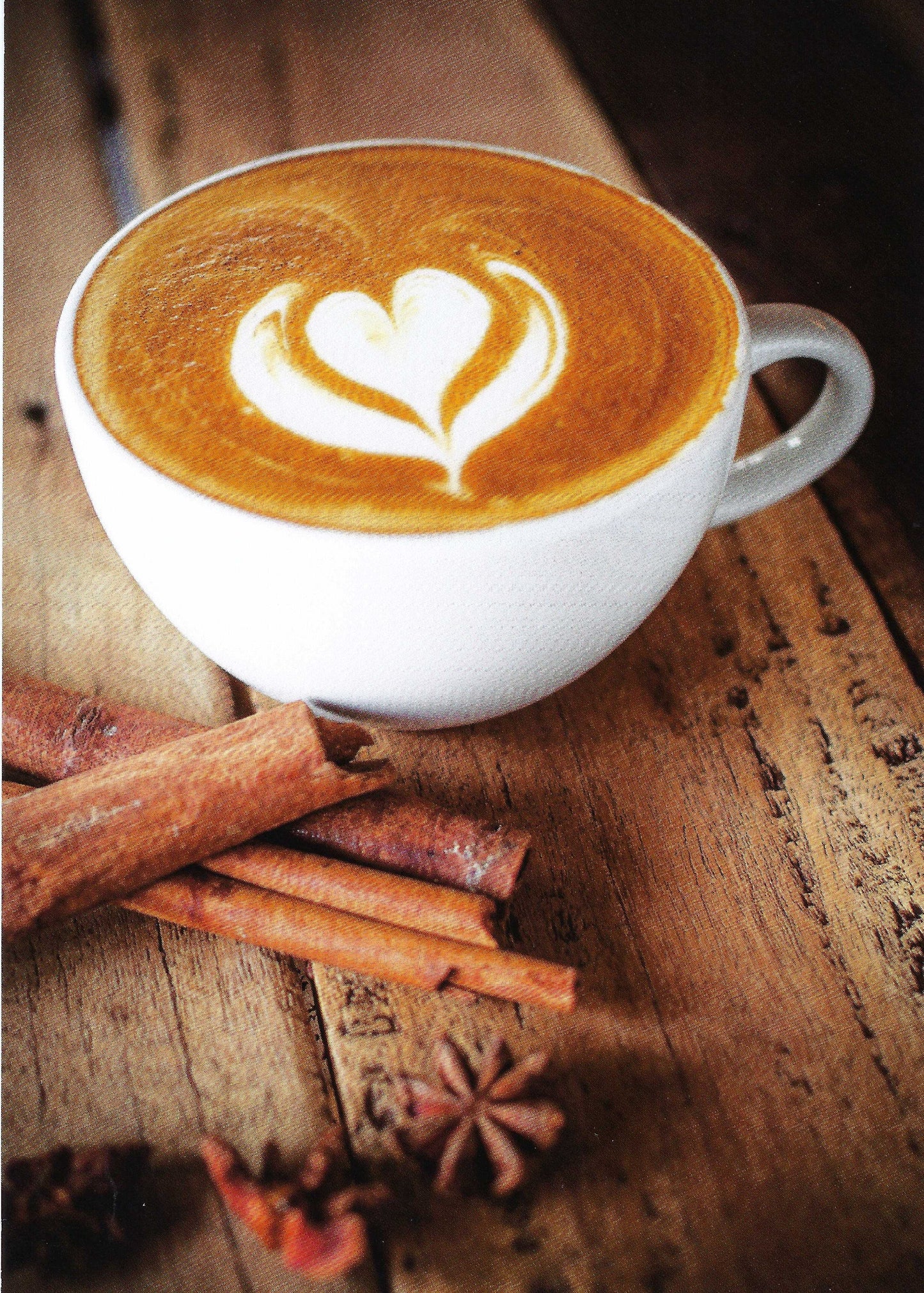 Coffee Postcard - I Love Coffee - Cappuccino with Heart and Spices by Taurus Kunstkarten