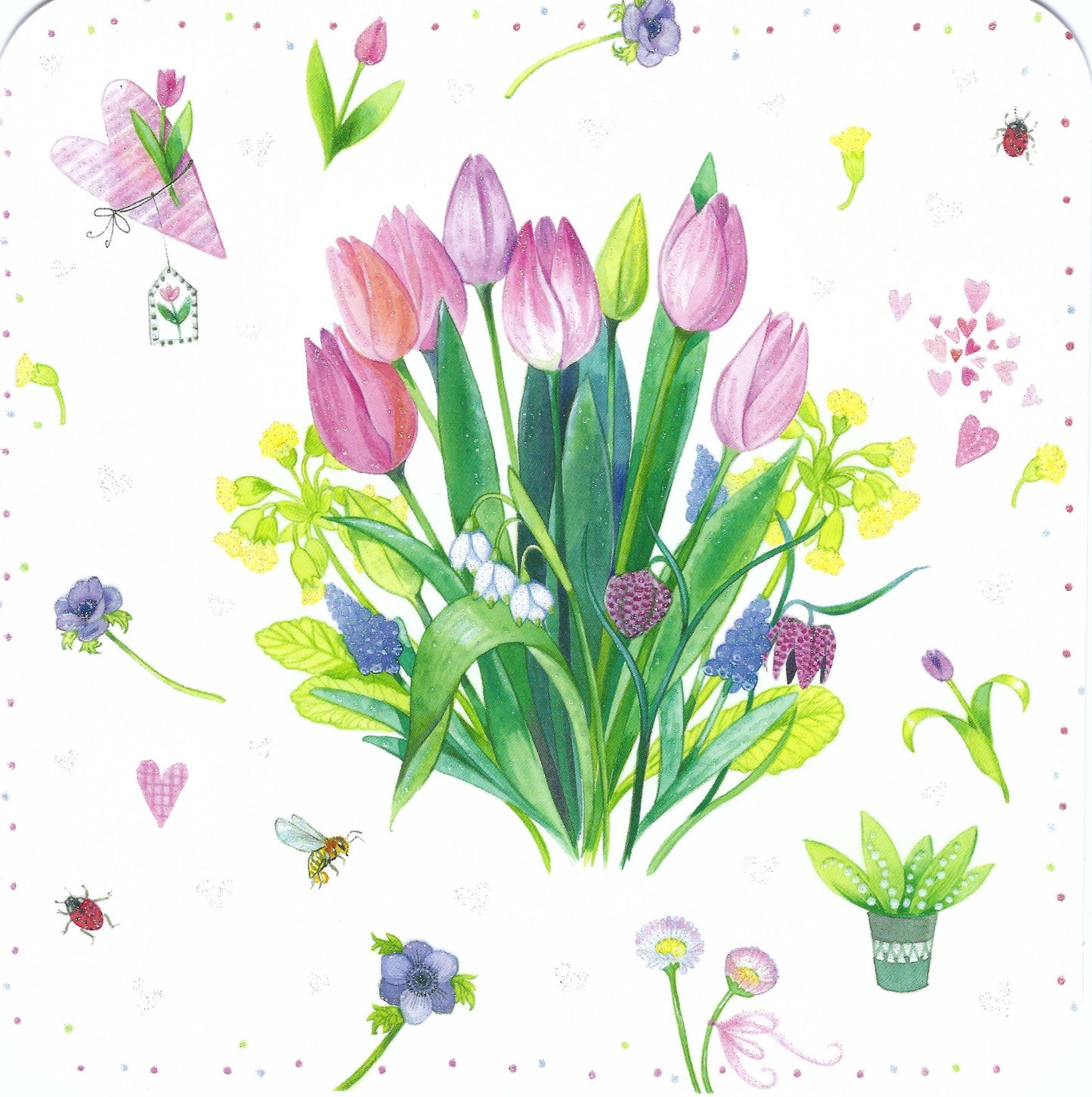 Taurus Kunstkarten - Kristiana Heinemann - Tulips - Flowers - Spring Bouquet - Postcard