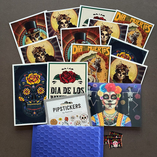 Dia de los Muertos-themed postcards and stickers - Day of the Dead