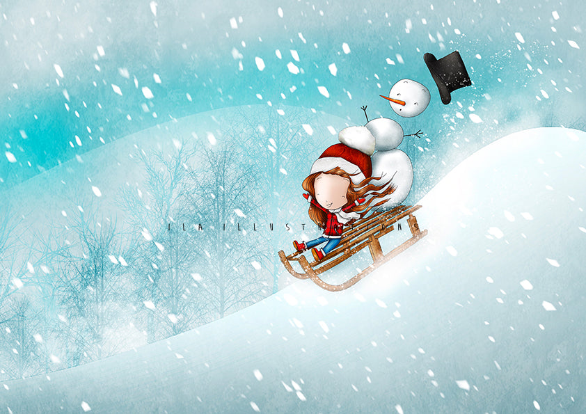 Sleigh Postcard by Ila Illustrations