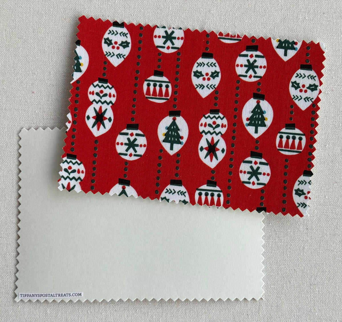 Retro Christmas Ornaments Fabric Postcard