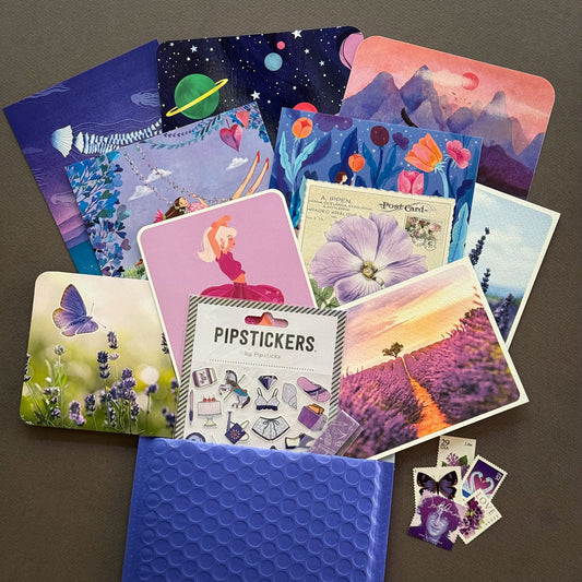 The Purple Post - Premium Postcard, Sticker and Washi Tape Pack - Purple Love