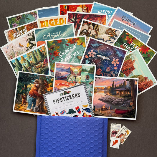 Lantern Press - Get Outside Postcard Pack - 20 postcards and a pipsticks sticker sheet