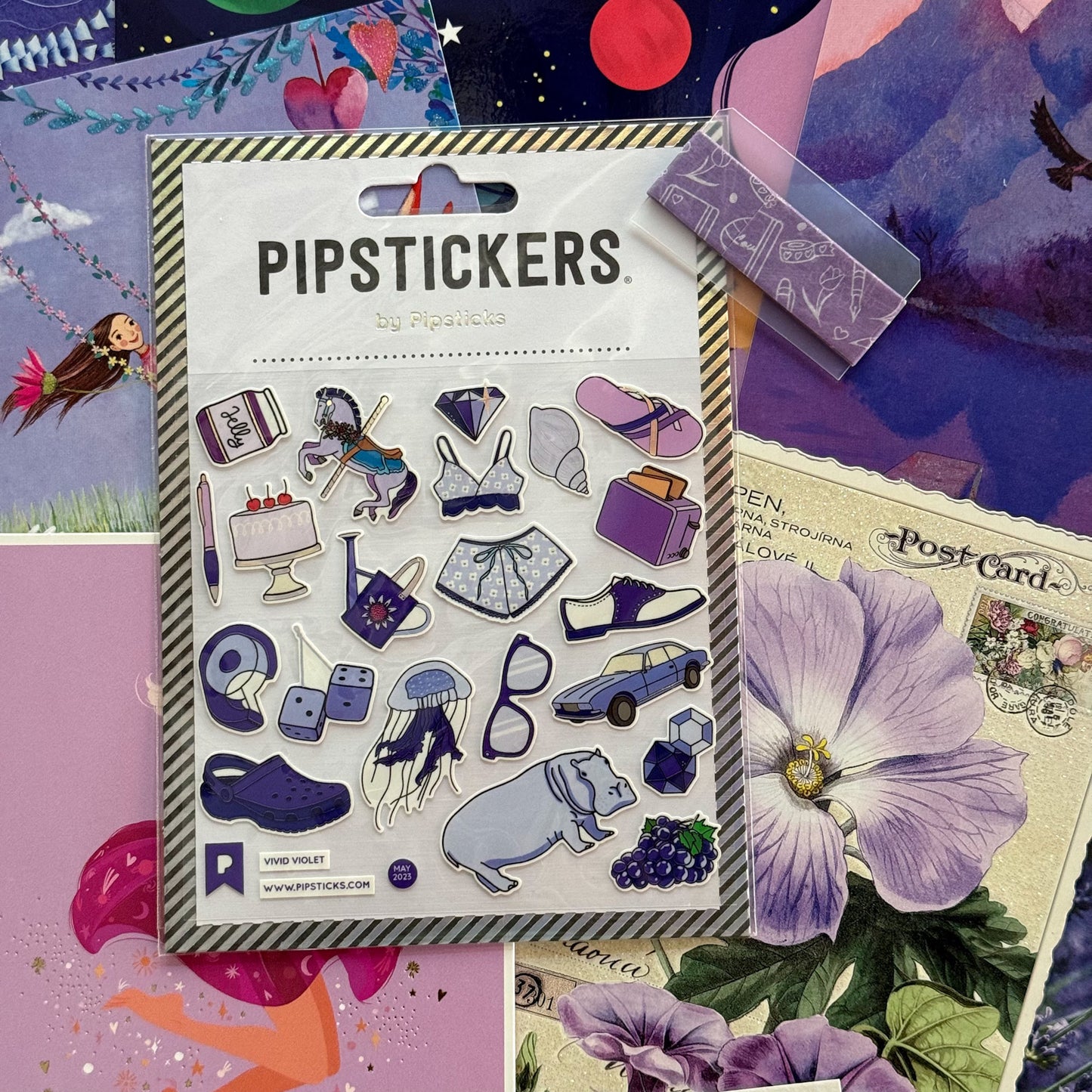 The Purple Post - Premium Postcard, Sticker and Washi Tape Pack - Purple Love