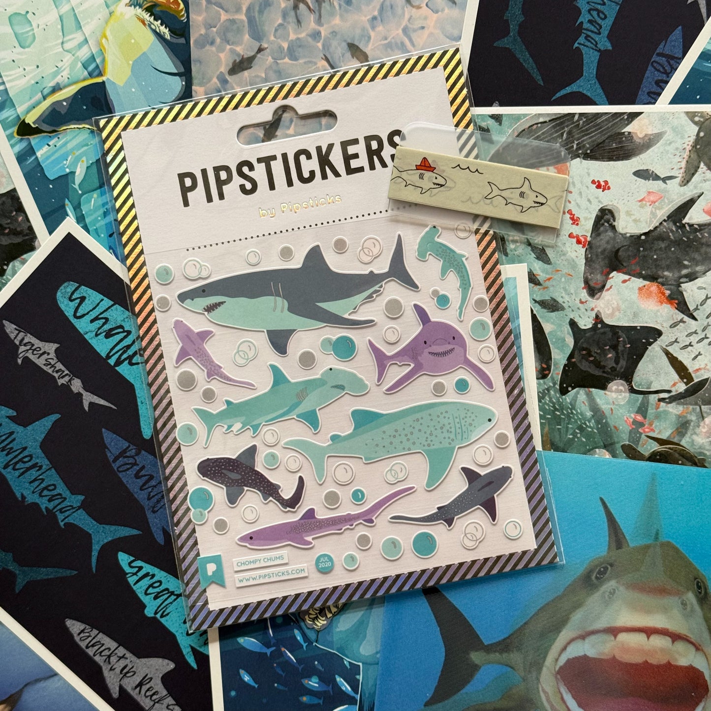 Shark Postal Pack – Postcards, Stickers & Washi Tape