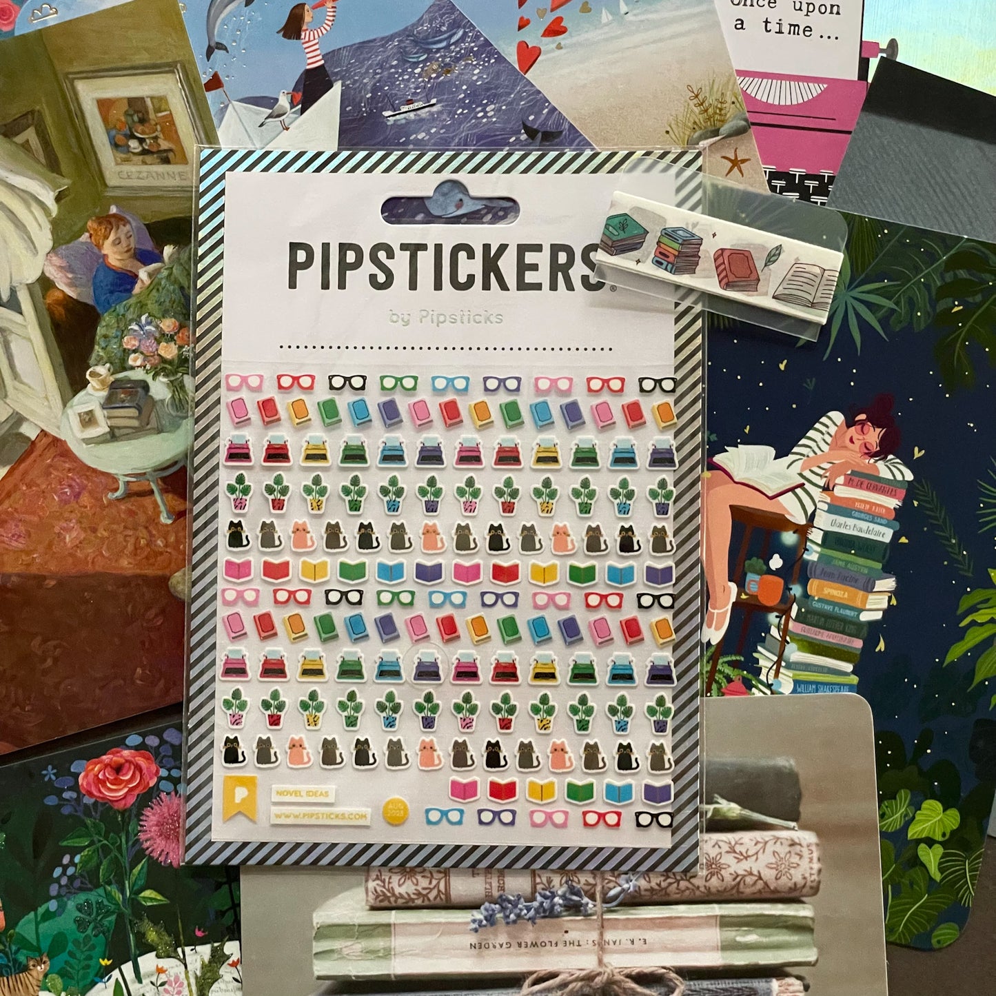 Once Upon a Time - Book Lovers Postcard Pack - Mix of Book-themed Postcards, Stickers & Washi Tape