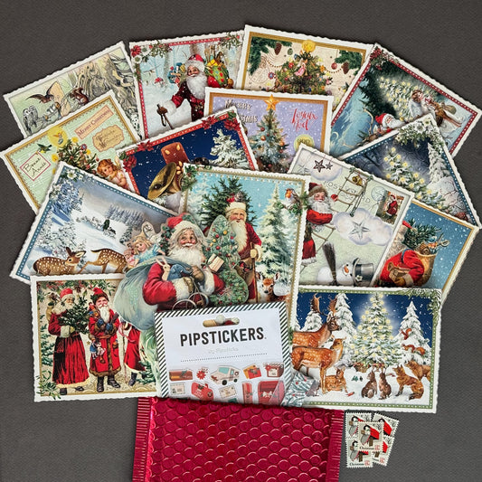 Edition Tausendschön Christmas Postcards – Holiday Pack with Stickers & Washi