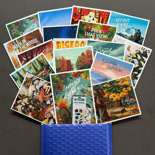 Collection of nature-themed Lantern Press postcards - Outdoor Activities - Hiking