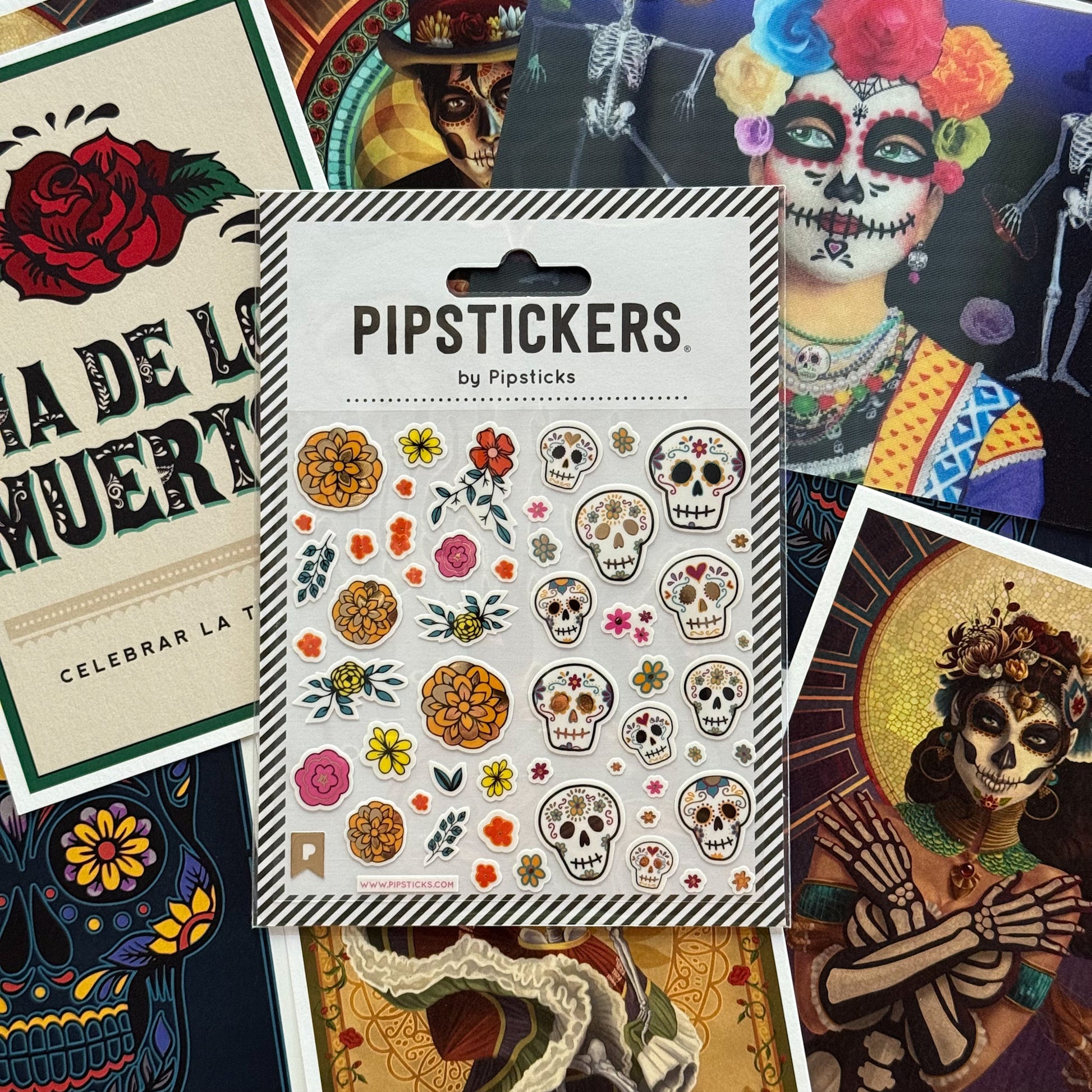 Pipstickers Floral Calaveras sticker sheet - Pipsticks stickers