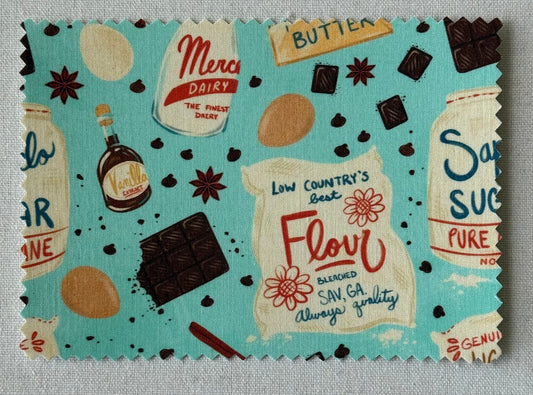 Baking Ingredients Retro Fabric Postcard