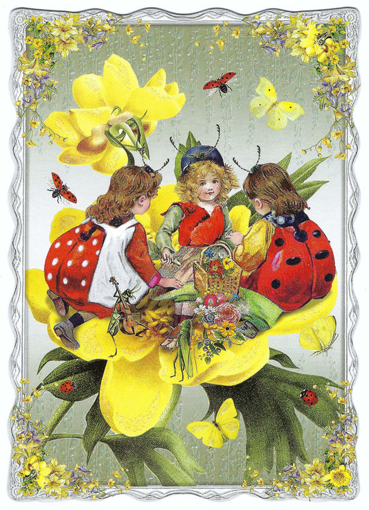 Auguri by Barbara Behr Postcard - Flower Fairy - Ladybug