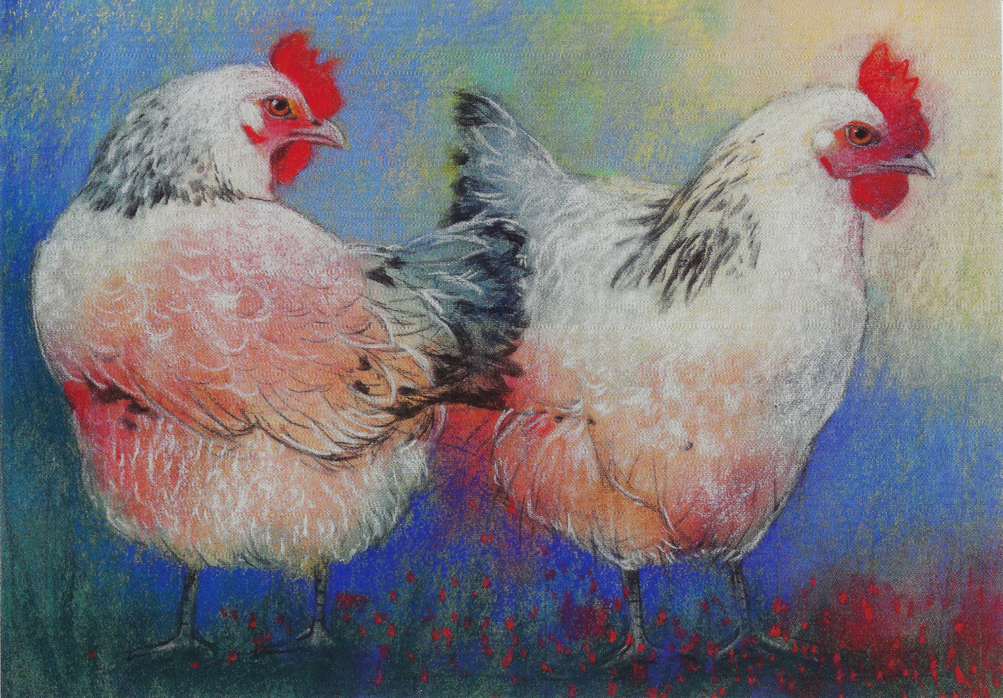 Loes Botman - Two Chickens - Hens - Postcard