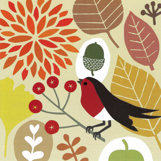 Autumn Bird Postcard - Fall - Leaves - Edition Gollong Postcard - Postcrossing Postcard