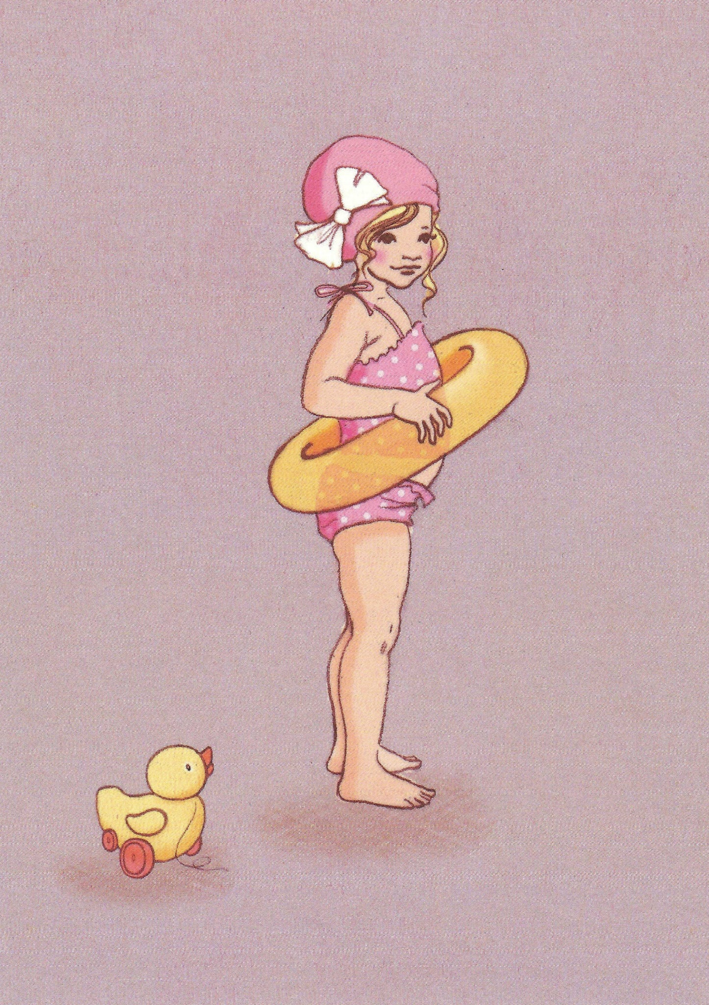 Belle & Boo - Mermaid Postcard - Girl - Bathing Suit - Duck - Postcard