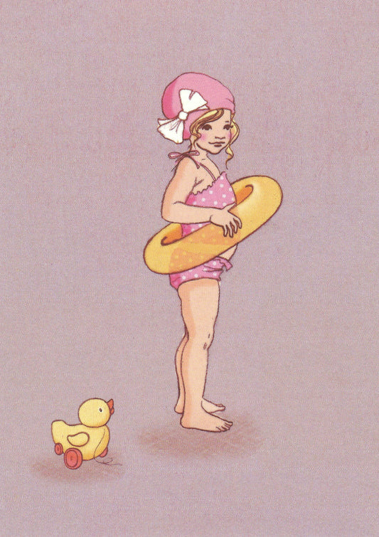 Belle & Boo - Mermaid Postcard - Girl - Bathing Suit - Duck - Postcard