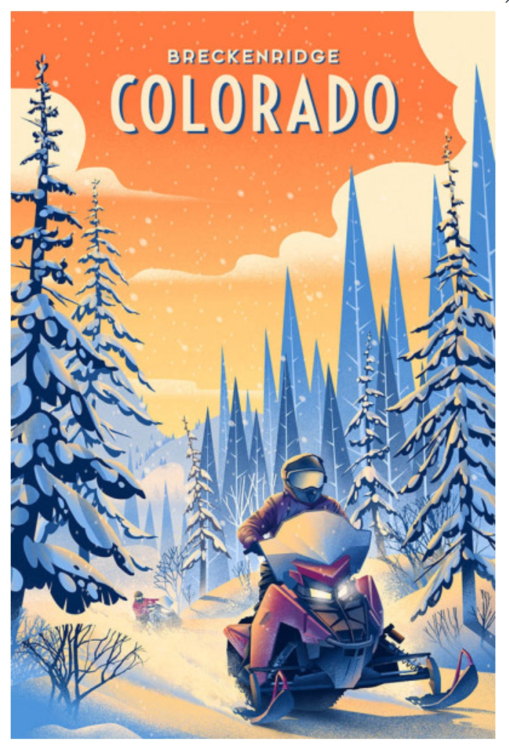 Lantern Press Breckenridge, Colorado Snowmobile Postcard