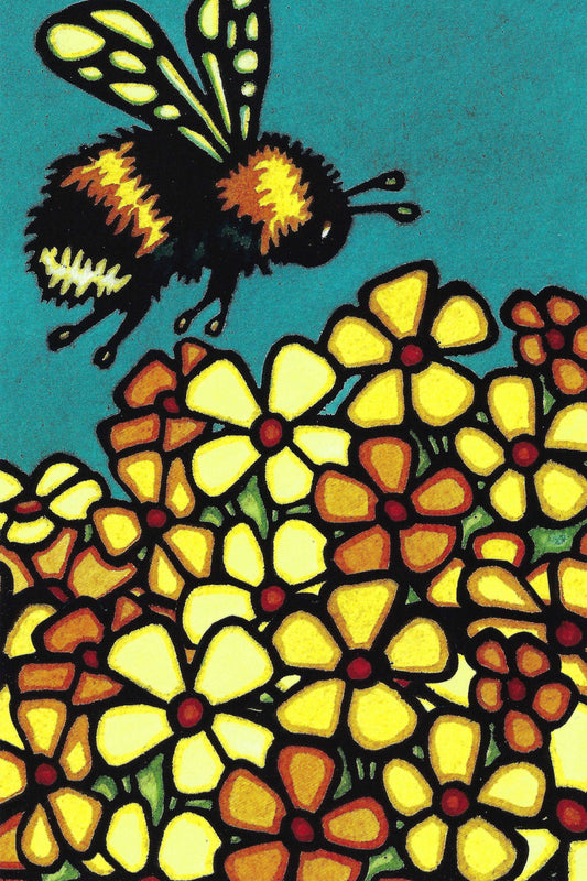 Bumble Bee Postcard by Sarah Angst Art