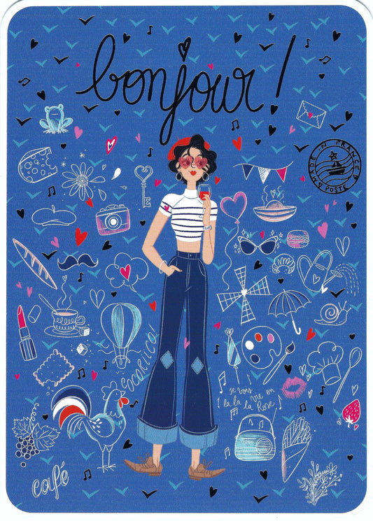 CODE CINQ - Audrey Bussi - Bonjour - Postcard