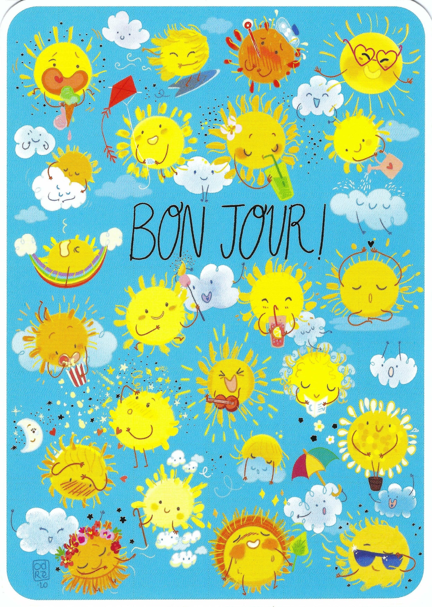 CODE CINQ - Audrey Bussi - Bonjour - Sun - Sunshine - Postcard