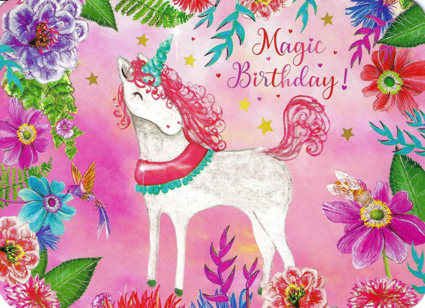 CODE CINQ - Aurelie Muller - Magic Birthday - Unicorn - Flowers - Postcard