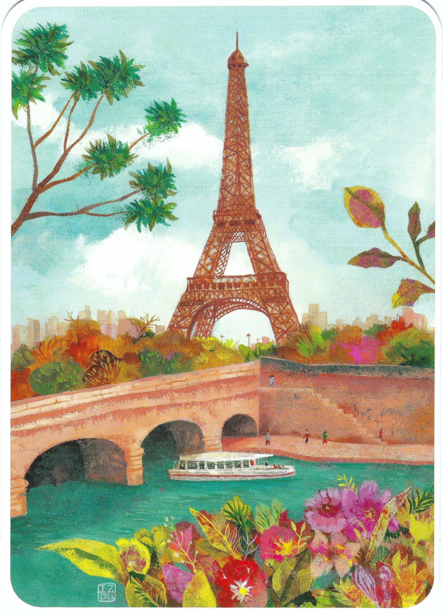 CODE CINQ - Izou - Paris - France - Seine - Eiffel Tower - Postcard