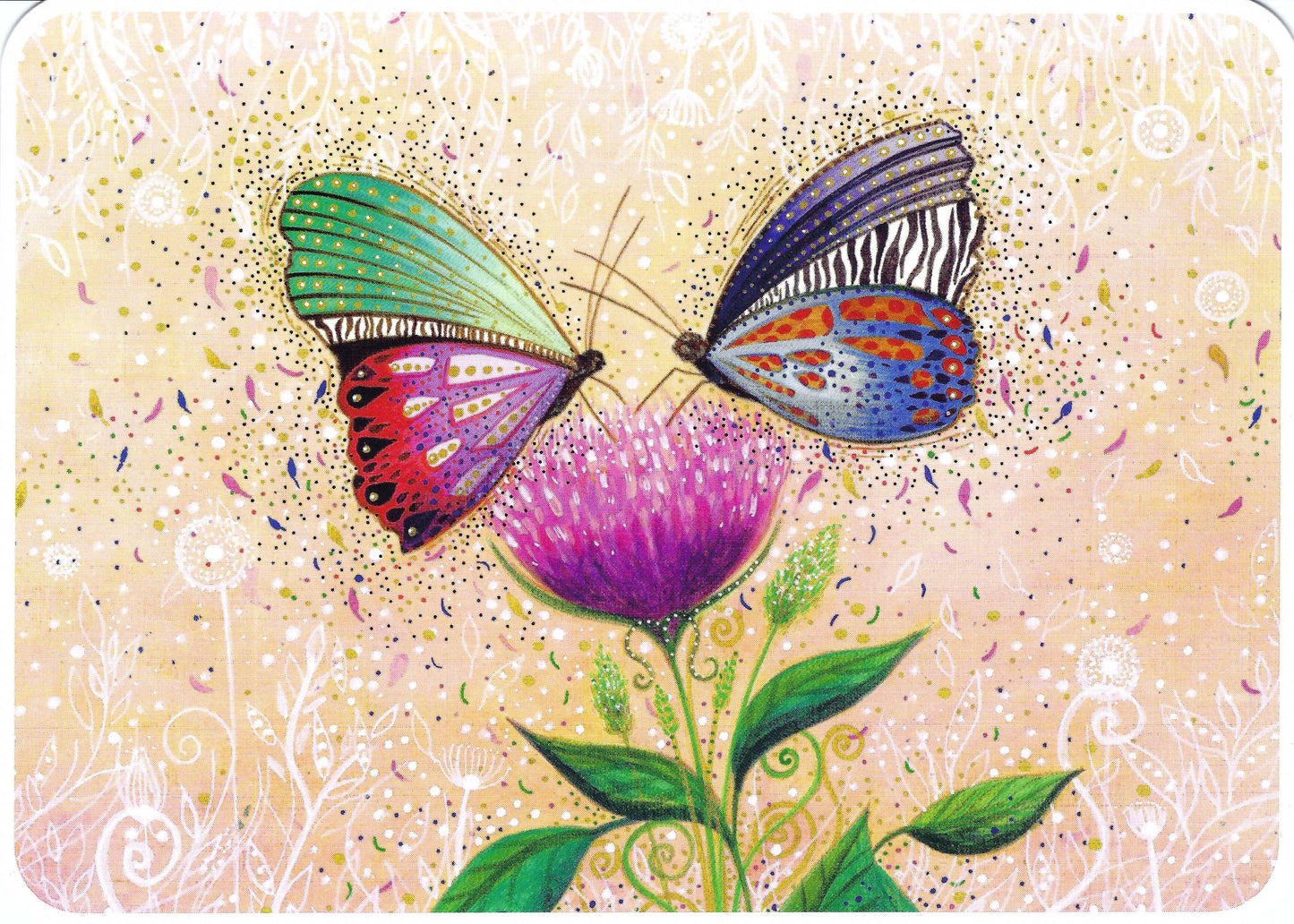 CODE CINQ - Jehanne Weyman - Butterflies - Zebra Butterflies in Love - Postcard