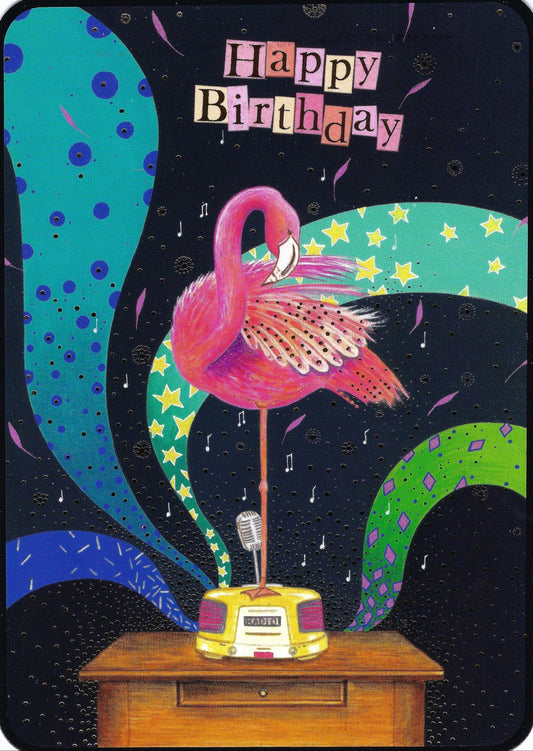CODE CINQ - Jehanne Weyman - Happy Birthday - Pink Flamingo - Postcard