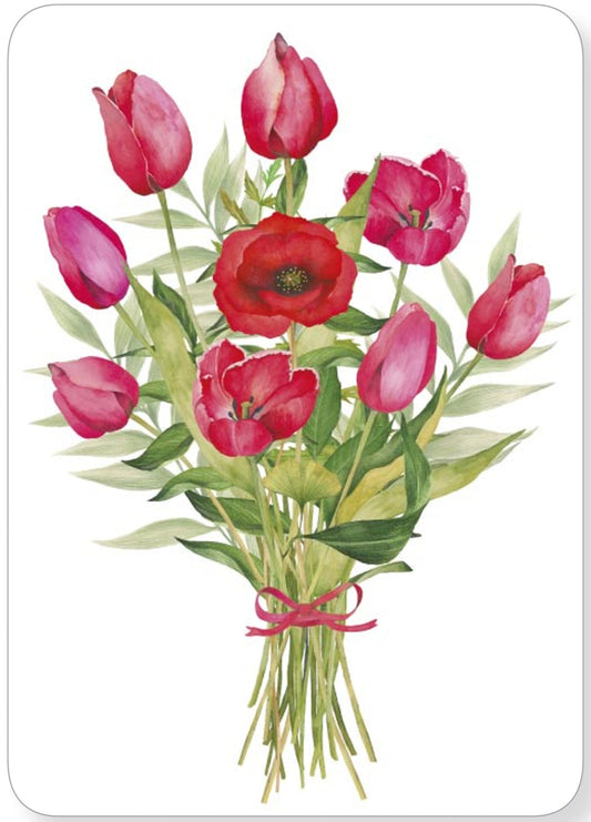 CODE CINQ - Le Bouquet - Tulips - Red Flowers - Bouquet - Postcard