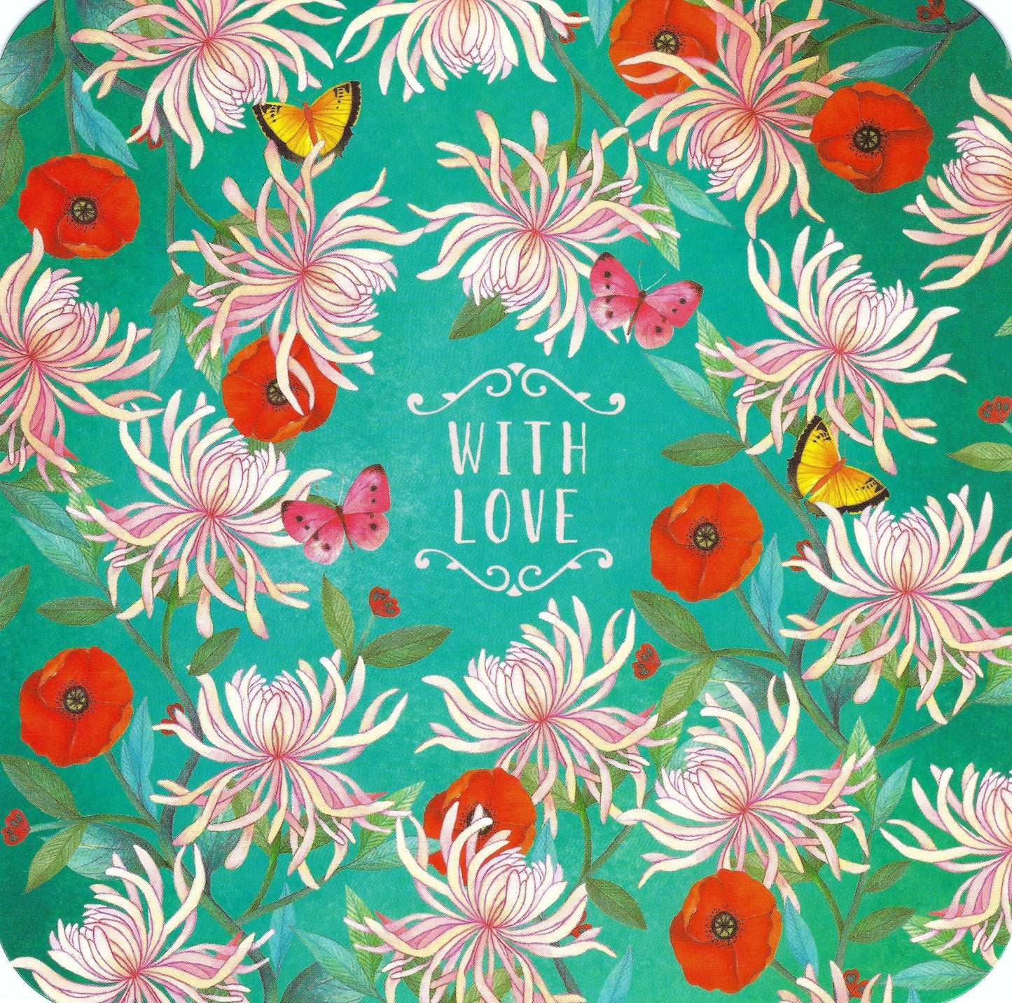 CODE CINQ - Mila - With Love - Flowers - Butterflies - Poppy - Chrysanthemum - Postcard