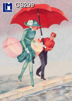 L.M. Kartenvertrieb - Lady with the Red Umbrella - Art - 3D Postcard