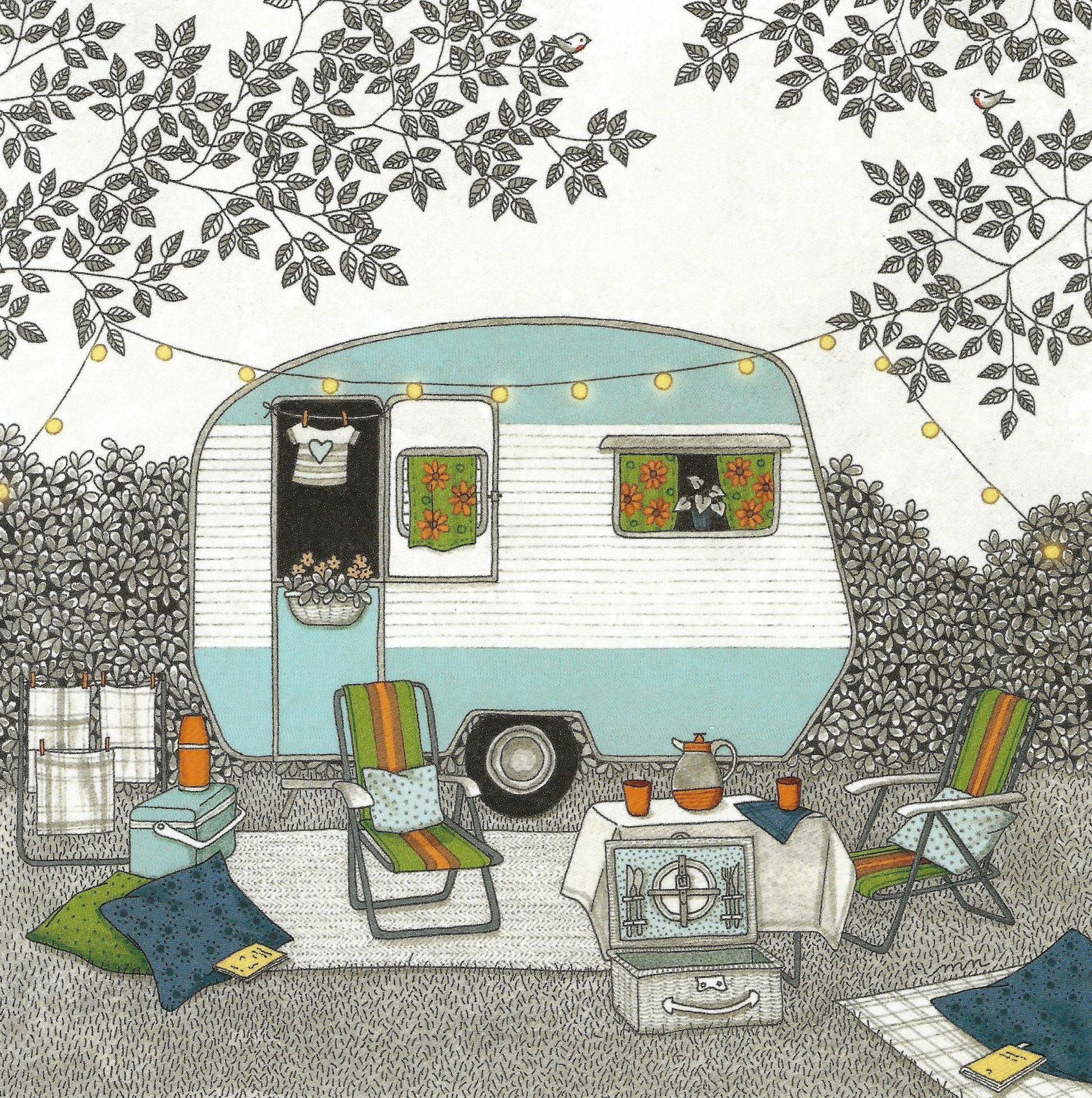 Camper - Campsite Postcard by Editions Titi Pinson - Myriam Nion